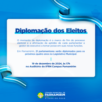 Diplomação dos vereadores eleitos será realizada em Parnamirim