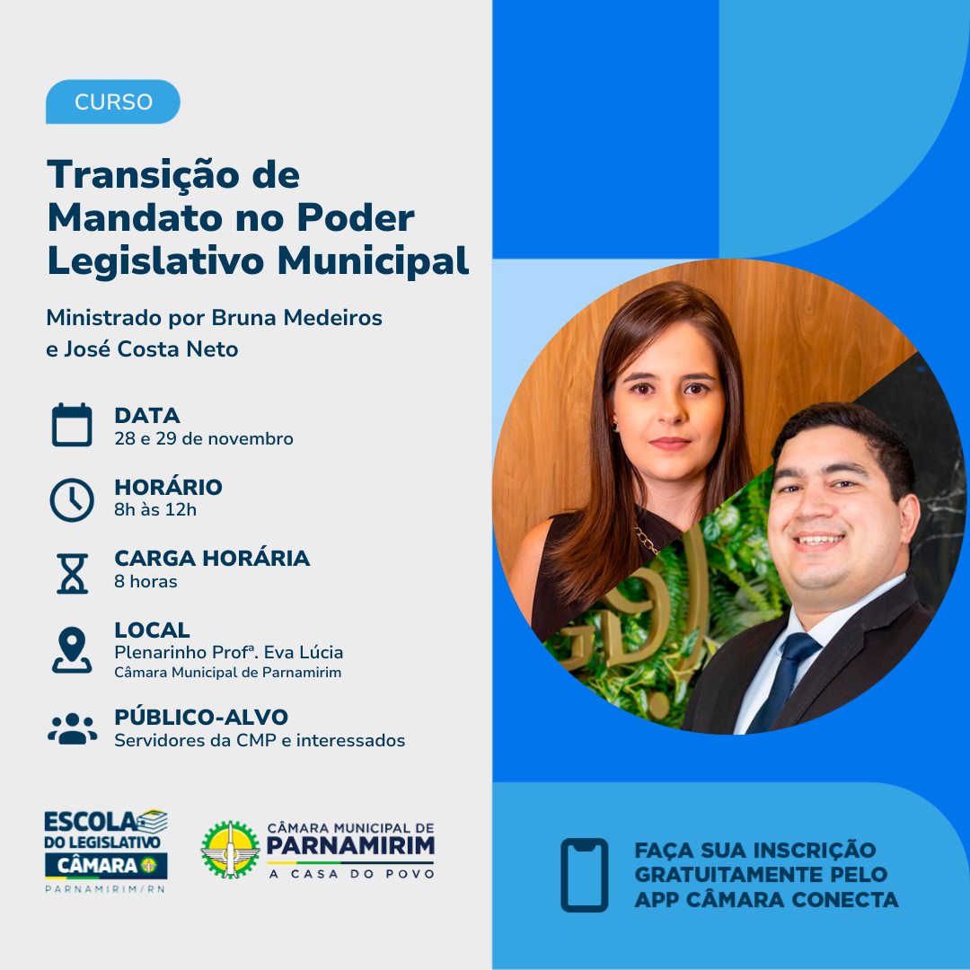 Curso de transição de mandato é promovido na Câmara de Parnamirim 